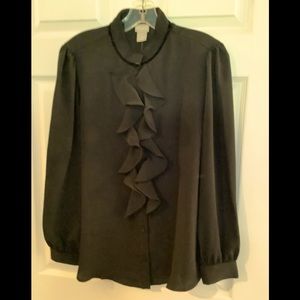 Chicos Ruffle Front Blouse sz 1 (8-10) NWT
